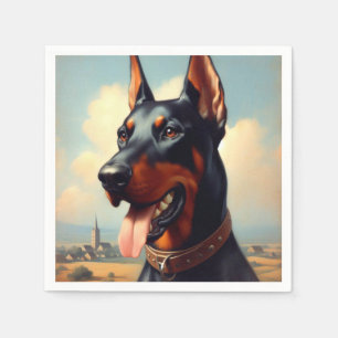 Vintage Doberman Painting Napkin