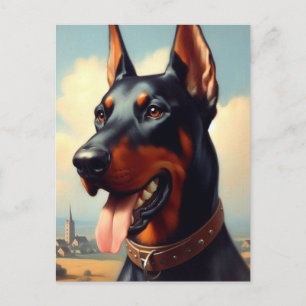 Vintage Doberman Painting Postcard