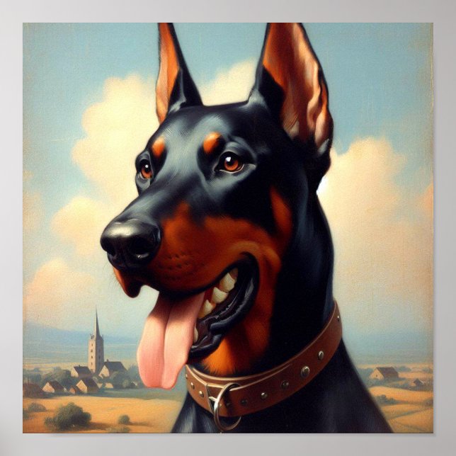 Vintage Doberman Painting Poster (Front)