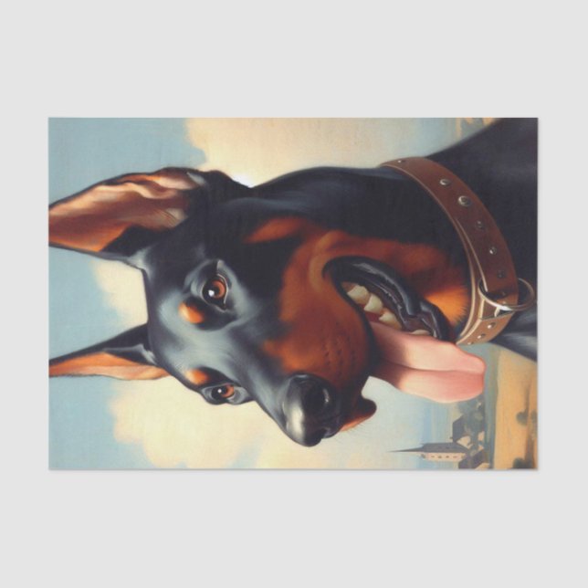 Vintage Doberman Painting Tissue Paper (Front)