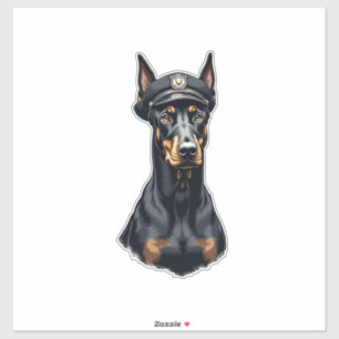 Vintage Doberman Police Dog Portrait Black and Whi