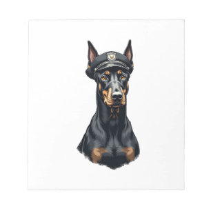 Vintage Doberman Police Dog Portrait Black and Whi Notepad