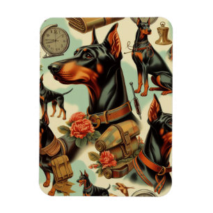 Vintage Doberman Seamless Painting Magnet