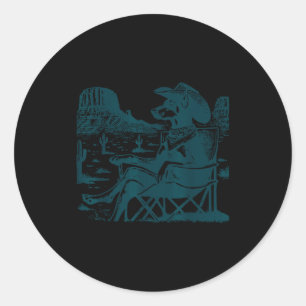 Vintage doberman ufo western cowboy funny dog classic round sticker