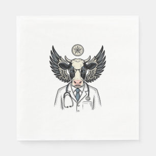 Vintage Doctor Cow Vector Shirt Design_1 Napkin