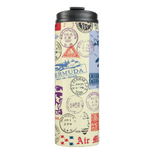 Vintage Document Stamp Decor Set Thermal Tumbler