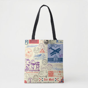 Vintage Document Stamp Decor Set Tote Bag