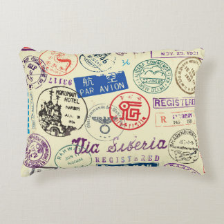 Vintage Document: Stamp Set Collection. Decorative Cushion