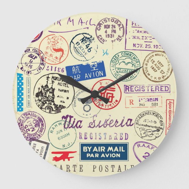 Vintage Document: Stamp Set Collection. Large Clock (Front)