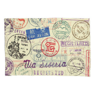 Vintage Document: Stamp Set Collection. Pillowcase