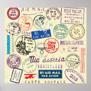 Vintage Document: Stamp Set Collection. Poster