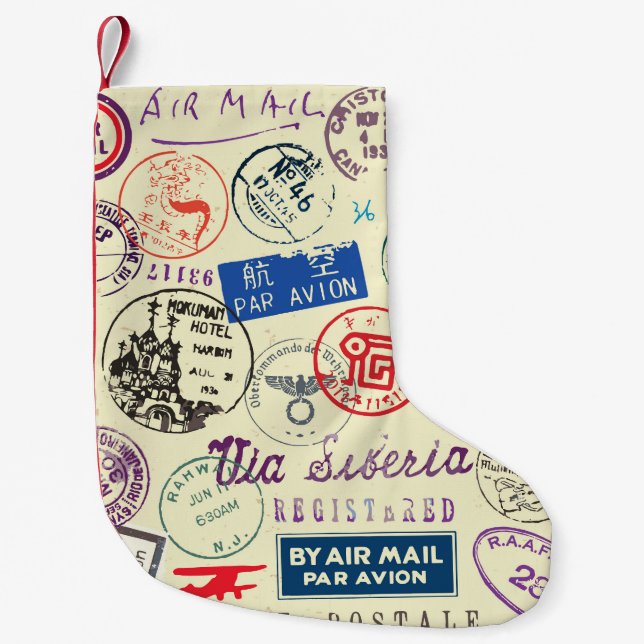 Vintage Document: Stamp Set Collection. Small Christmas Stocking (Front)
