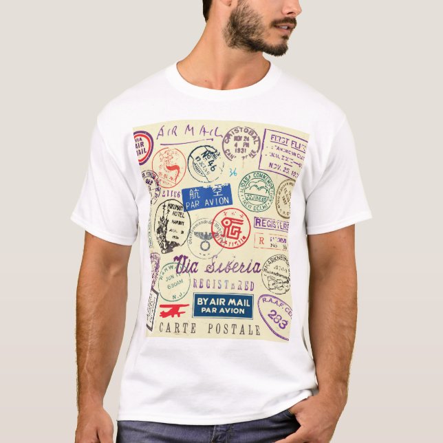 Vintage Document: Stamp Set Collection. T-Shirt (Front)