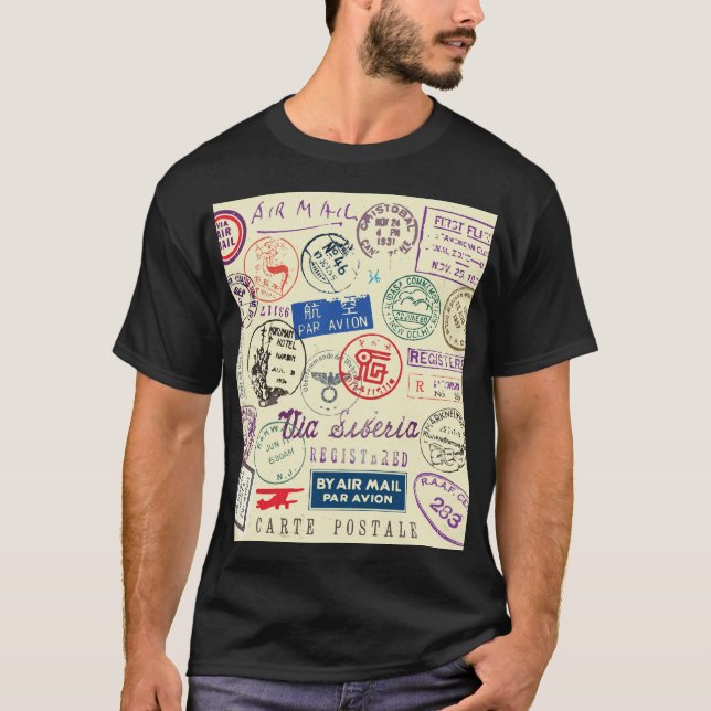 Vintage Document: Stamp Set Collection. T-Shirt (Front)