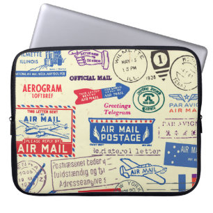 Vintage Document Stamp Set Design. Laptop Sleeve