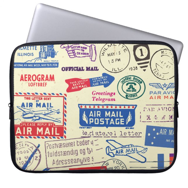 Vintage Document Stamp Set Design. Laptop Sleeve (Front)