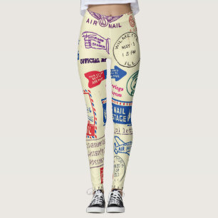 Vintage Document Stamp Set Design. Leggings