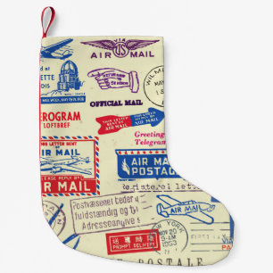 Vintage Document Stamp Set Design. Small Christmas Stocking