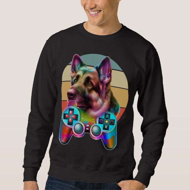 vintage dog and gamer console sweatshirt (Front)