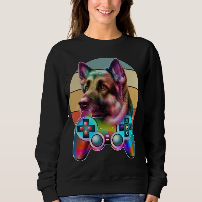 vintage dog and gamer console sweatshirt (Front)