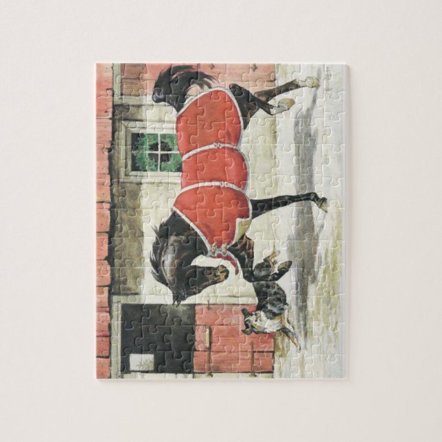 Vintage Dog and Horse Friends Jigsaw Puzzle (Vertical)