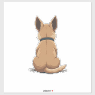 Vintage Dog Back View Illustration with Big Ears P