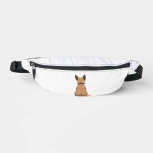 Vintage Dog Back View Illustration with Big Ears P Bum Bags