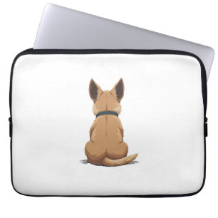 Vintage Dog Back View Illustration with Big Ears P Laptop Sleeve