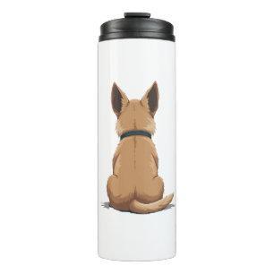 Vintage Dog Back View Illustration with Big Ears P Thermal Tumbler