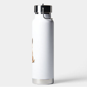 Vintage Dog Back View Illustration with Big Ears P Water Bottle