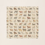 Vintage Dog Breed Drawings Scarf<br><div class="desc">Collection of vintage dog drawings from the Dogs of the World trading card series issued in 1890 to promote Old Judge Cigarettes. Series of 50 card images are available in the public domain. Many familiar dog breeds including Basset Hound, Saint Bernard, Dachshund, Pug, Pekingese, Bulldog, and Great Dane.</div>