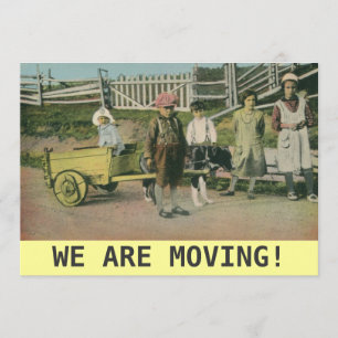 vintage dog cart We are moving announcement