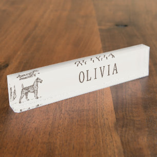 Vintage Dog Custom Name Business Branding Nameplate