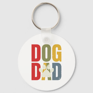 Vintage Dog Dad Paw Print Retro Typography Shirt_1 Key Ring
