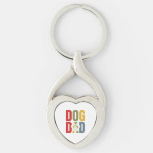 Vintage Dog Dad Paw Print Retro Typography Shirt_1 Key Ring