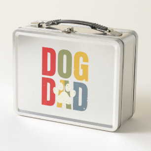 Vintage Dog Dad Paw Print Retro Typography Shirt_1 Metal Lunch Box