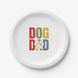 Vintage Dog Dad Paw Print Retro Typography Shirt_1 Paper Plate