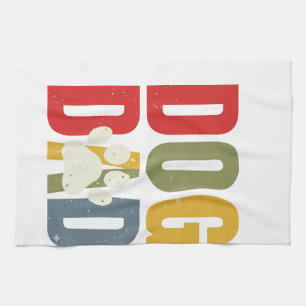 Vintage Dog Dad Paw Print Retro Typography Shirt_1 Tea Towel