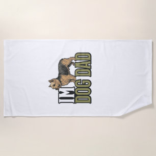 Vintage Dog Dad Terrier Engraving Shirt Design_1 Beach Towel
