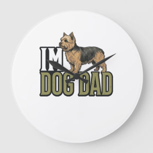 Vintage Dog Dad Terrier Engraving Shirt Design_1 Large Clock