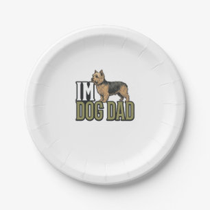 Vintage Dog Dad Terrier Engraving Shirt Design_1 Paper Plate