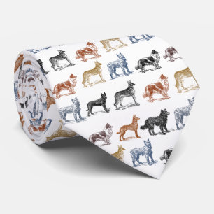 Vintage Dog Drawings Necktie