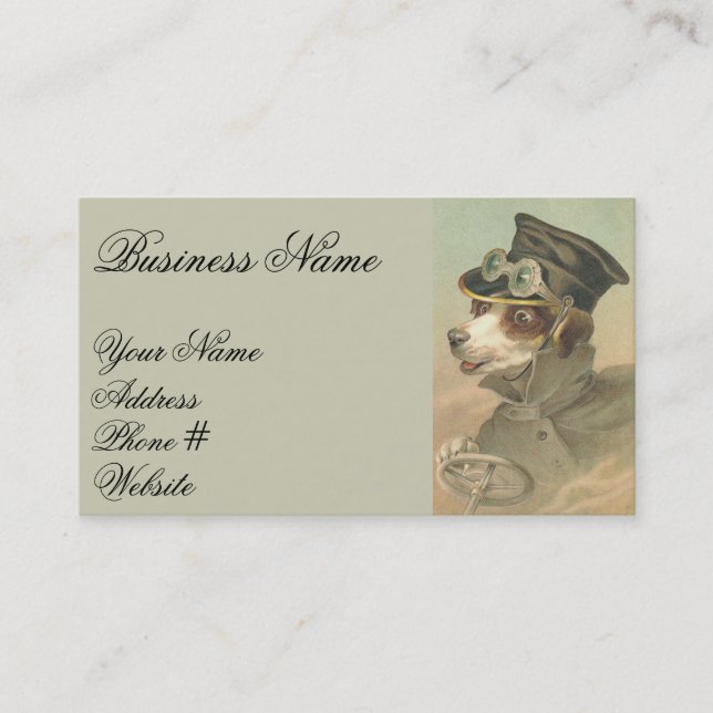 Vintage Dog Driver Business Card (Front)