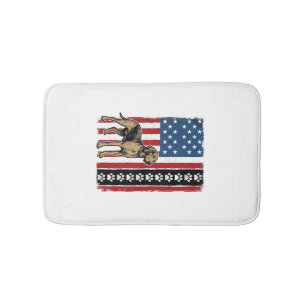 Vintage Dog Flag Paw Print Patriotic Shirt Design_ Bath Mat