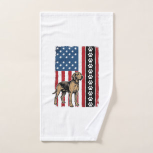 Vintage Dog Flag Paw Print Patriotic Shirt Design_ Hand Towel