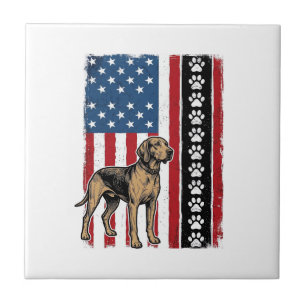 Vintage Dog Flag Paw Print Patriotic Shirt Design_ Tile