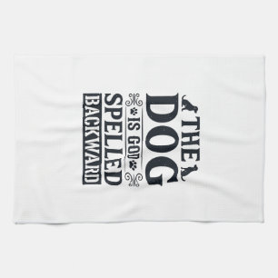Vintage Dog Is God Spelled Backward Shirt Design_1 Tea Towel
