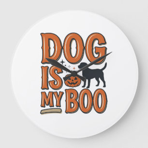 Vintage Dog Is My Boo Halloween Shirt Design_1 Large Clock