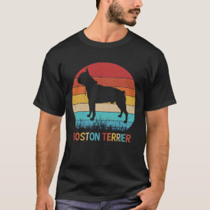 Vintage Dog Lover Silhouette Boston Terrier T-Shirt
