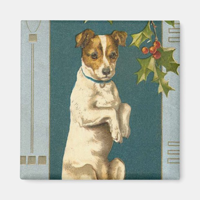 Vintage Dog Magnet for the Holidays (Front)